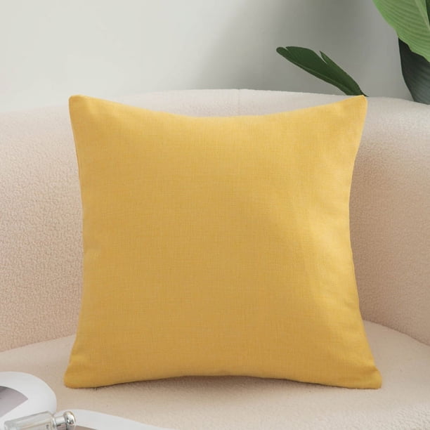 Nvzi 2 fundas de almohada de lino y algodón de color sólido, funda de almohada simple de color puro, con cualquier cama es brillante 15,75 x 23,62 pulgadas (amarillo)
