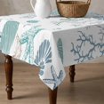 thumbnail image 4 of Turquoise Coastal Table Cloth Waterproof Tablecloths, Summer Beach Coral Shell Starfish Ocean Tablecloth Dining Table Cover for Kitchen Party Tabletop Outdoor, Square Tablecloth 60x60 Inch, 4 of 9