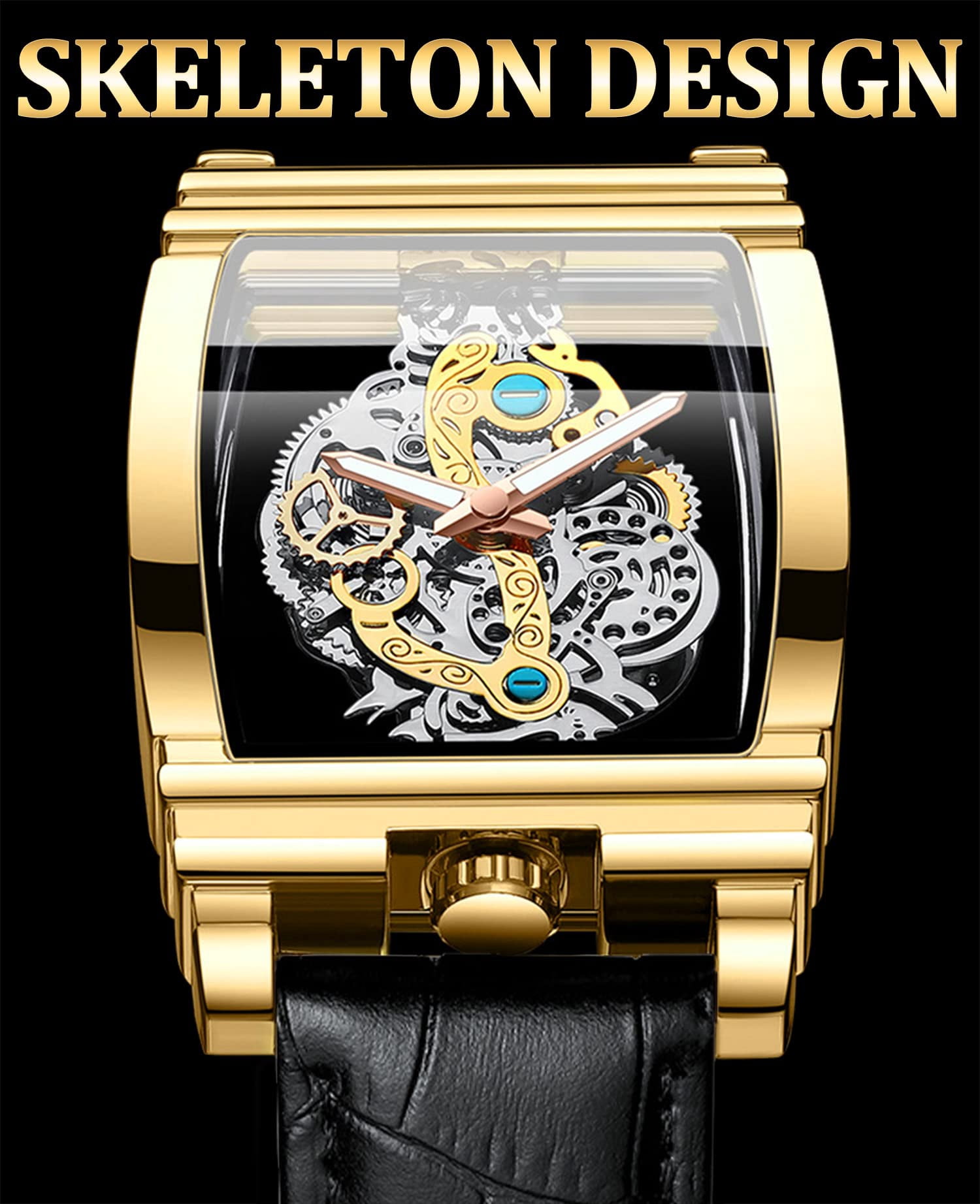 Skeleton Watch for Men - Leather, 30M Water Resistant, Luminous Markers | Stylish Business Watch