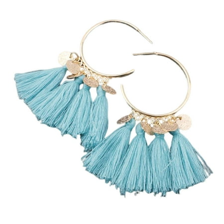 

Wrea Girls Chandelier Earrings Bohemian Sector Shape Tassel Ear Dangle Fringe Hoop Valentines Day Gift for Daily Wear Beach Party Dating