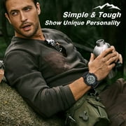 Mens Digital Sports Watch With Stopwatch/Alarm/Dual Time/ LED Backlight Outdoor Sports Waterproof Watch PU Strap Gifts for Man Christmas Gifts