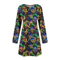 thumbnail image 4 of SDNall Mardi Gras Dress for Women Fashion Round-Neck Short Sleeved Printed Pullover Dress Short Dress for Women, 4 of 5