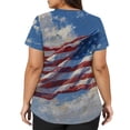 thumbnail image 5 of Iaqnaocc 4th of July Scrub Tops Women Patriotic Plus Size American Flag Stars Striped Nursing Uniform Trendy V-Neck Side Slits Scrub Tops Independence Day Short Sleeve Medical Workwear White L, 5 of 5