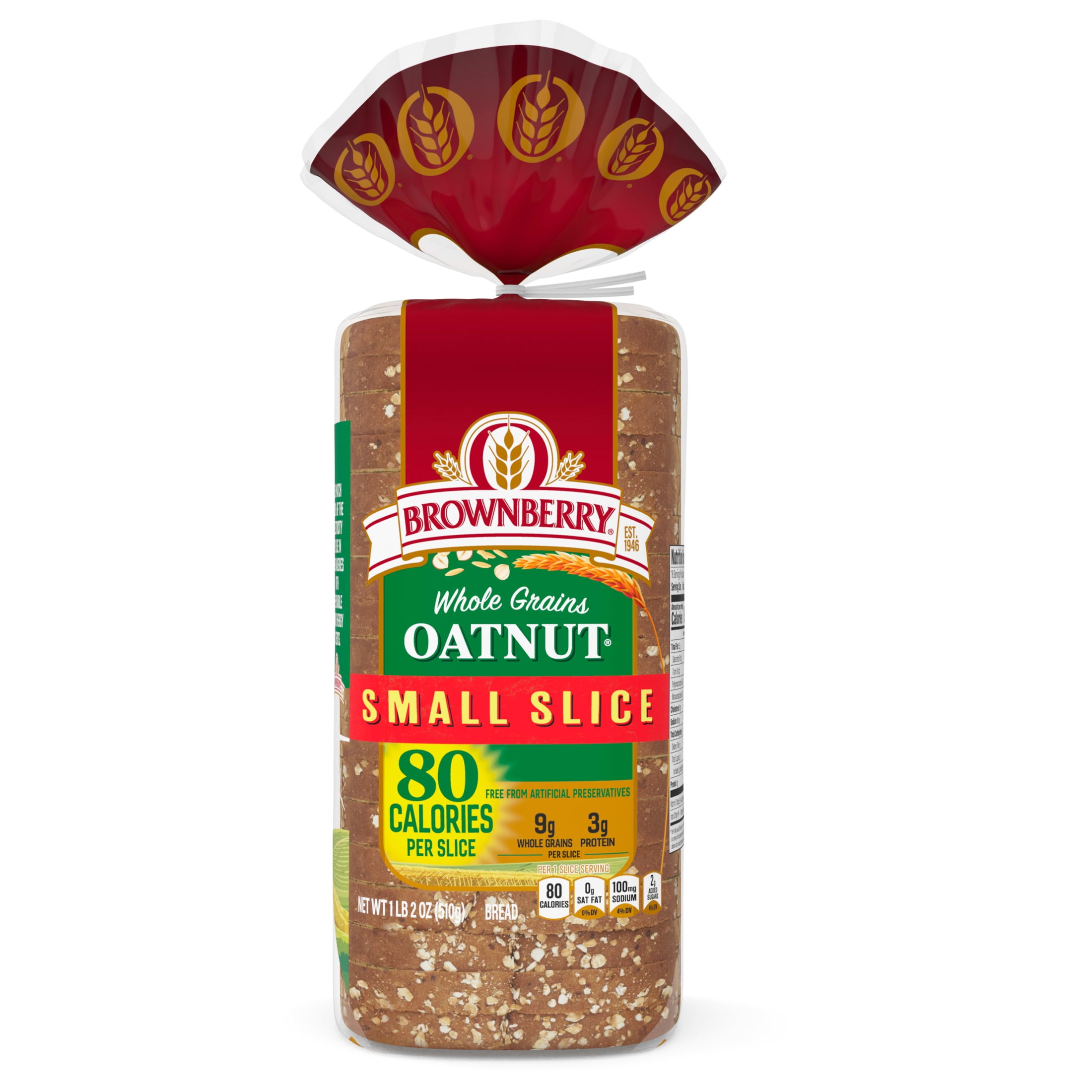 Brownberry Small Slice Oatnut Bread, 18 oz, Oat Bread, Bag