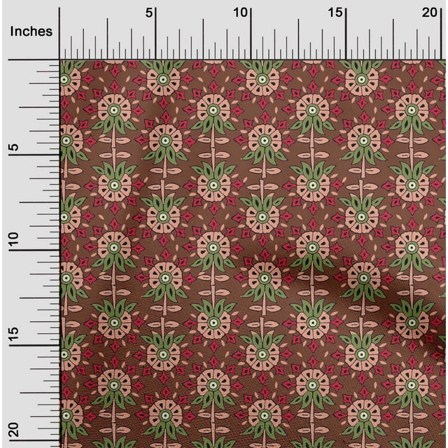 oneOone Cotton Flex Fabric Leaves & Floral Block Decor Fabric Printed BTY 40 Inch Wide