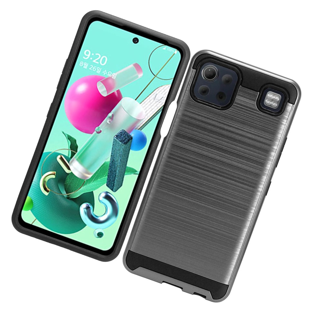 For LG K92 5G Phone Case Brushed Texture Slim Hybrid Shockproof Dual