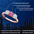 thumbnail image 2 of Gem Stone King 18K Rose Gold Plated Silver Pink Created Sapphire and White Zirconia Engagement Ring for Women | 2.05 Cttw | Round 5MM | Gemstone September Birthstone | Size 6, 2 of 6