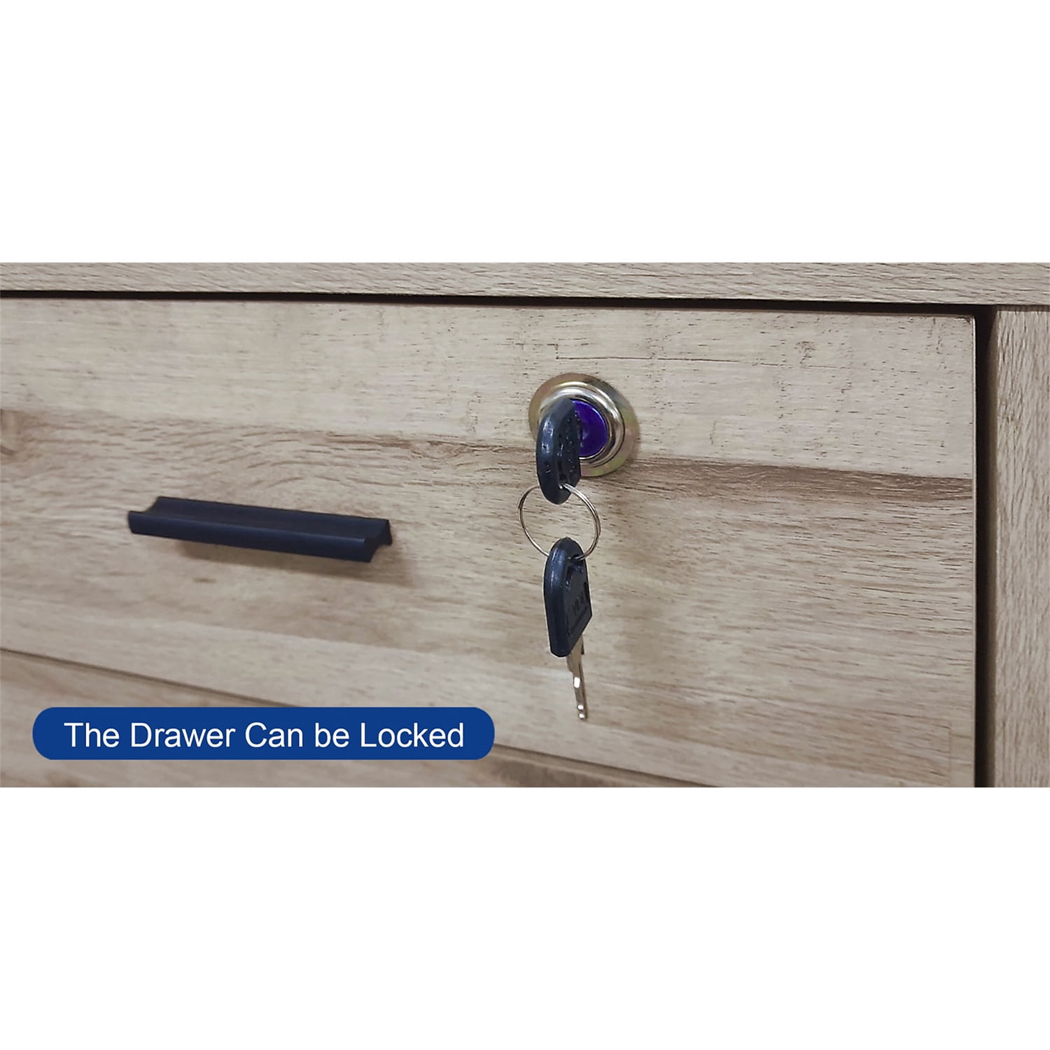 3-Drawer Oak Wood 39.37 in. W Lateral File Cabinet