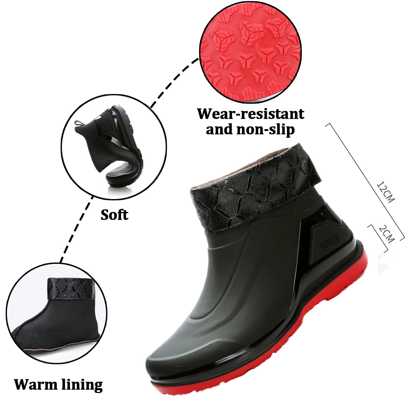 AUXDIQ Rain Boots Men Short Ankle Waterproof Rain Shoes Outdoor Garden Shoes