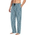 thumbnail image 5 of FREEAMG Men's Pajama Pants with Pockets Sleepwear Lounge Pants Stretch Casual Geometric Blue White Striped Squares, 5 of 7