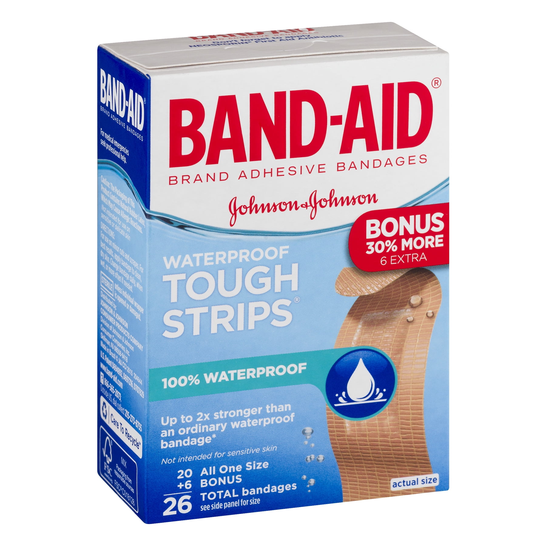 Band-Aid Adhesive Bandages Tough Strips Waterproof - 26 CT