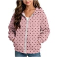 thumbnail image 2 of Maqroz Girls Polka Dots Jackets Cute Print Hoodie Jacket Long Sleeve Zip Up Casual Fall Winter Trendy Outerwear with Pockets Pink,10-11 Years, 2 of 7