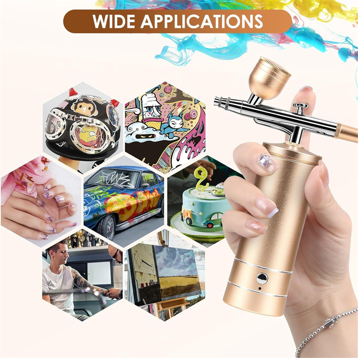 Airbrush - Kit Rechargeable Cordless Airbrush Compressor - Nail Art Airbrush Kit Portable AirBrush for Nails, Cake