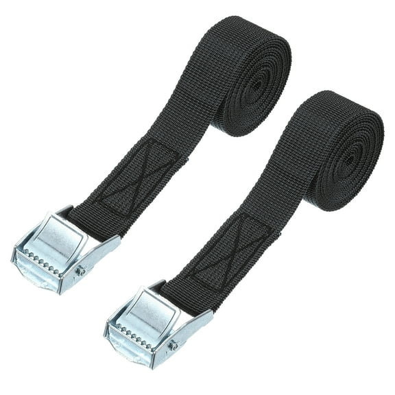 Uxcell Lashing Strap with Buckles, Cam Buckle Tie Down Straps for Cargo, Kayak, and Bicycles Black 5ft
