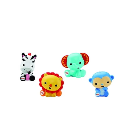 Fisher-Price Rainforest Bath Squirters, 4 squeeze and squirt tub friends – zebra, lion, elephant & monkey! By FisherPrice