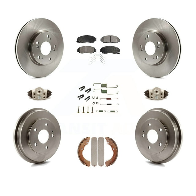 Transit Auto Front Rear Disc Brake Rotors Semi-Metallic Pads and Drum Kit (9Pc) for Car 2013 Honda Civic Natural Gas K8F-102216