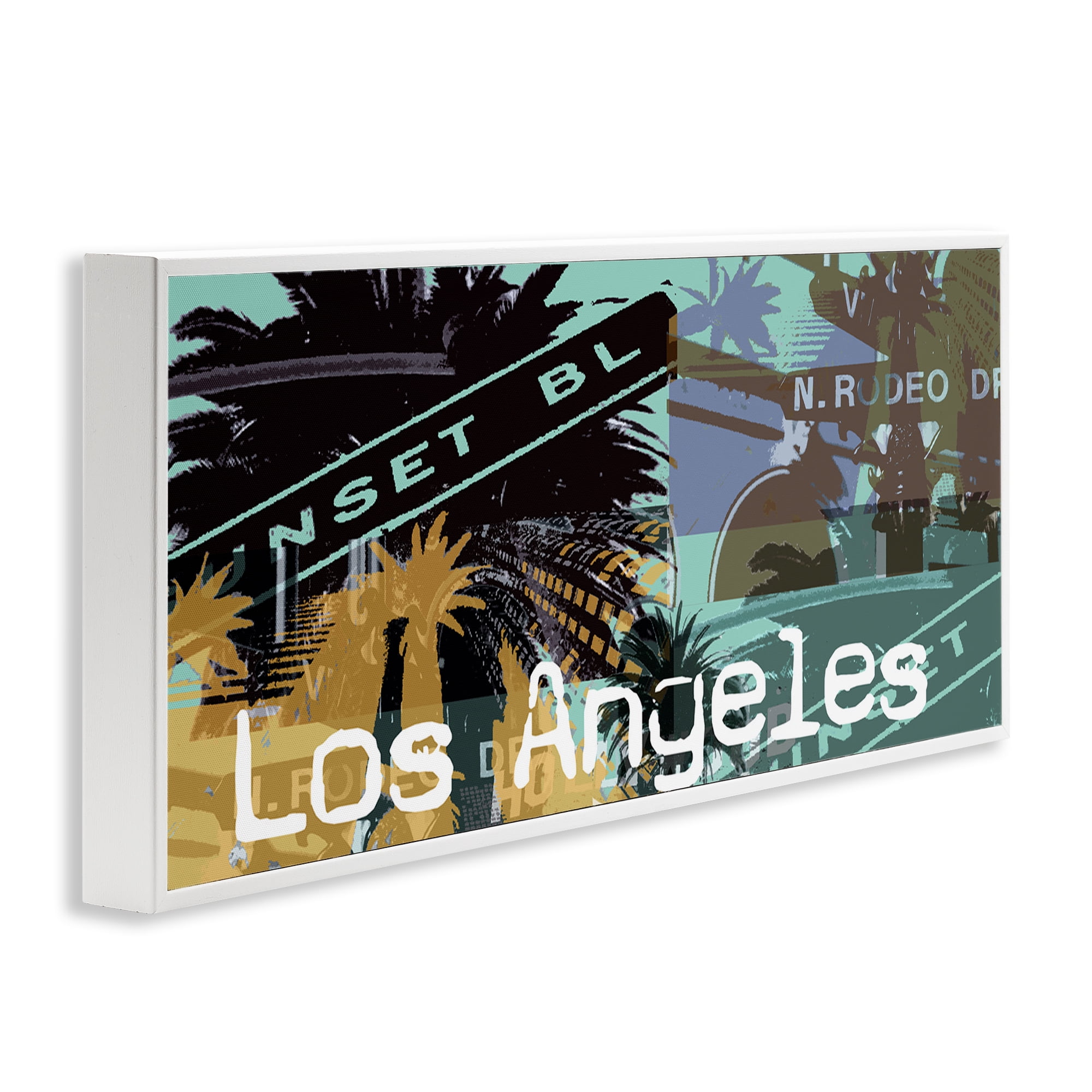 Stupell Industries Los Angeles Travel Collage Town & City Painting White Framed Art Print Wall Art, 24 x 10