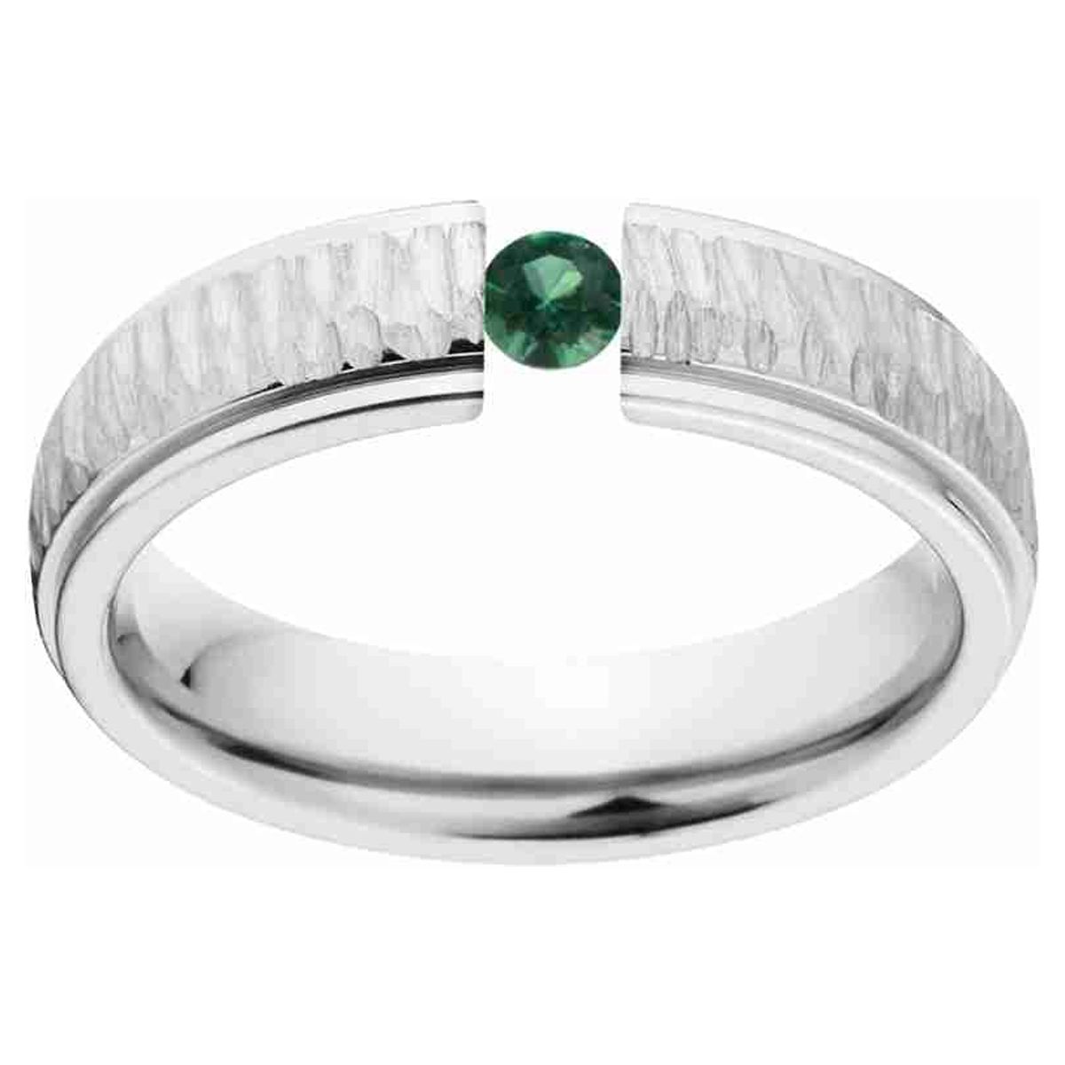 Emerald 5mm Stainless Steel Custom Tension Set Ring