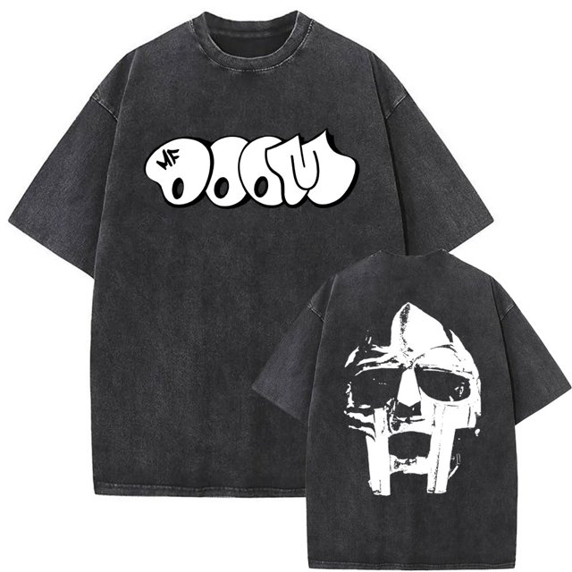 Camiseta con estampado gráfico de comida para hombres y mujeres, ropa de calle informal de gran tamaño, lavada, Vintage, rapero Mf Doom MM, Hip Hop, moda