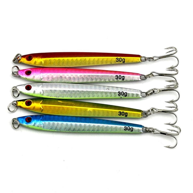 5pcs 30g Casting Jig Metal Slice Pesca Señuelos Spinning Anzuelo de pesca