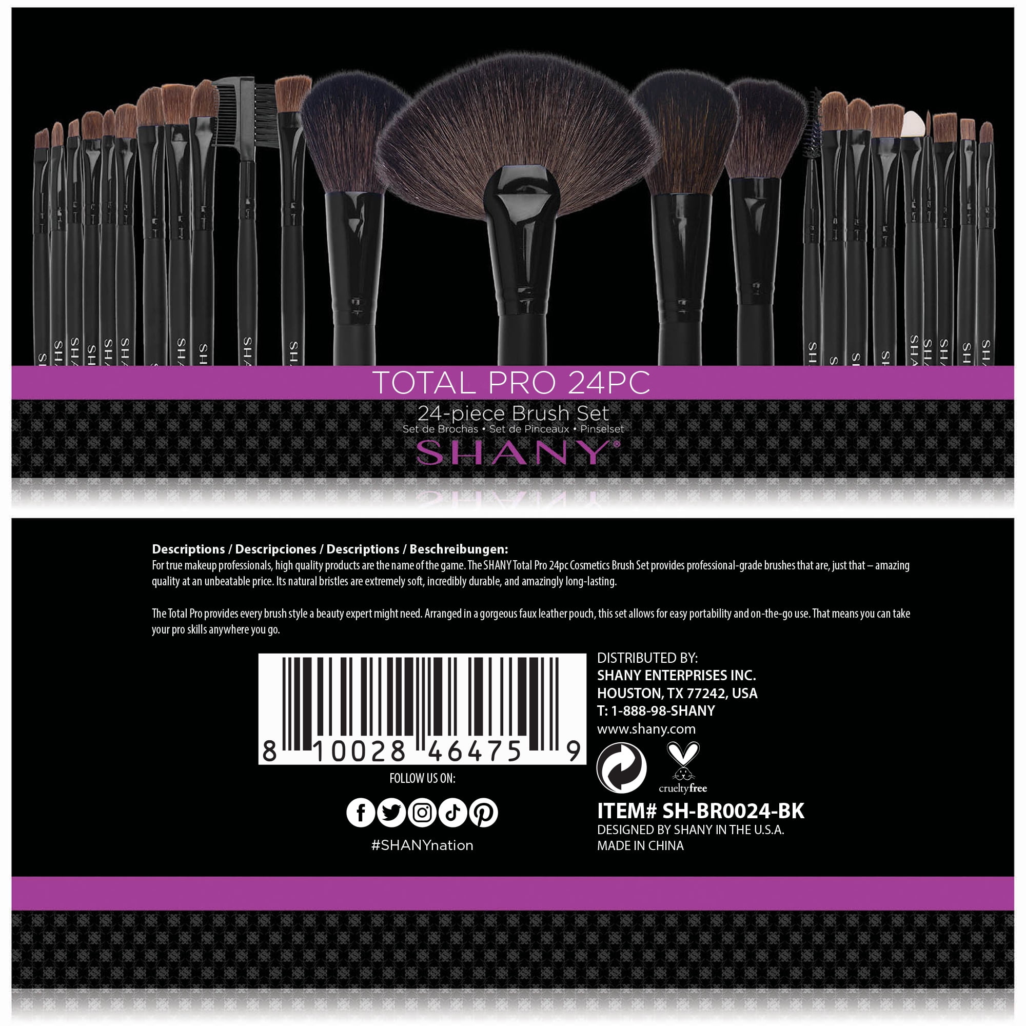 SHANY Makeup Brush Set Studio Quality Total Pro Make up Brushes with Pouch, Cosmetics applicator for Foundation, Powder, Eyeshadow, Concealer, Liner  Brush and more - 24 Count