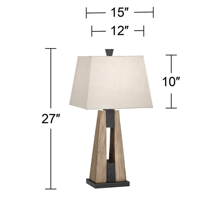 John timberland rustic farmhouse table lamps set of 2 with usb charging port wood oatmeal tapered rectangular shade living room deals