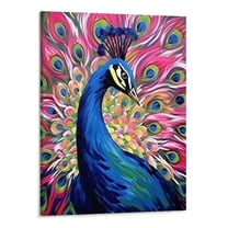Chilfamy Print On Canvas Fall Decor Blue Peacock Canvas Wall Art Picture 16x20in for Living Room Bedroom 16x20in