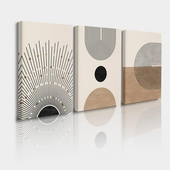 Abstract Geometric Sun Moon Wall Decor Boho Wall Art Set of 3 Boho Art Prints Modern Minimalist Wall Art Mid Century Modern Decor Boho Bedroom Wall Decor for Bathroom Living Room Home 12"x16"