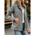 thumbnail image 3 of Long Sleeve Women Spring Fall Solid Color Zipper Coat Stand Collar Casual Military Anorak Jackets with Pocket, 3 of 6