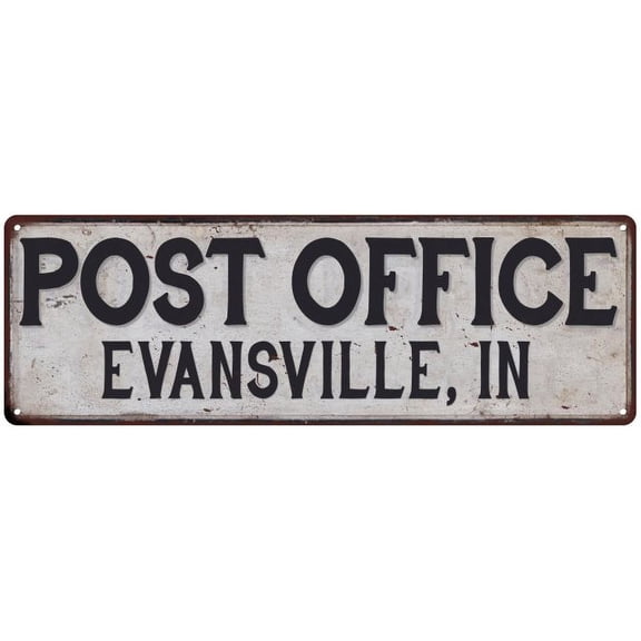 Evansville, In Post Office Metal Sign Vintage 8x24 108240011218