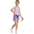 thumbnail image 4 of renvena Kids Girls 2PCS Tennis Skateboard Uniform Racer Back Vest Top with Built-in Shorts Golf Skorts Outfit Camouflage Purple 8, 4 of 7