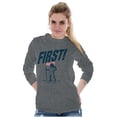 thumbnail image 4 of First on the Moon USA Flag Astronaut Long Sleeve TShirt Men Women Brisco Brands S, 4 of 6