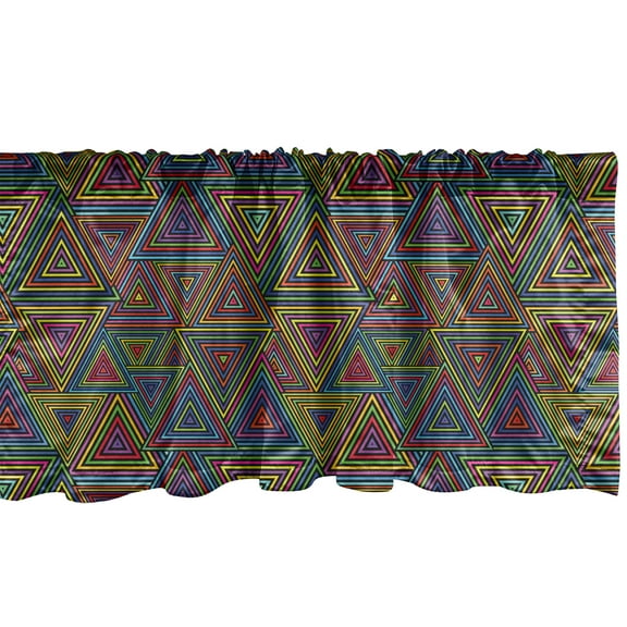 Ambesonne Geometric Window Valance, Rainbow Colors Design, 54" X 18", Multicolor