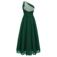 thumbnail image 3 of YONGHS Kids Girls One Shoulder Wedding Bridesmaid Dress Party Gowns Green 14, 3 of 5