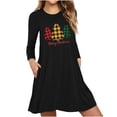 thumbnail image 1 of Robes d'Automne pour Femmes Col Rond Imprimé de Noël Robe à Manches Longues Décontractée Robe Mini Fluide de Vacances avec Poches, 1 of 5