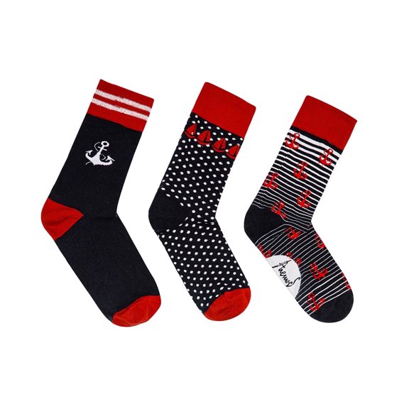 Anemoss Mens Cotton 3-Pair Pack Patterned Socks, Casual Socks For Men, 8-12 Size