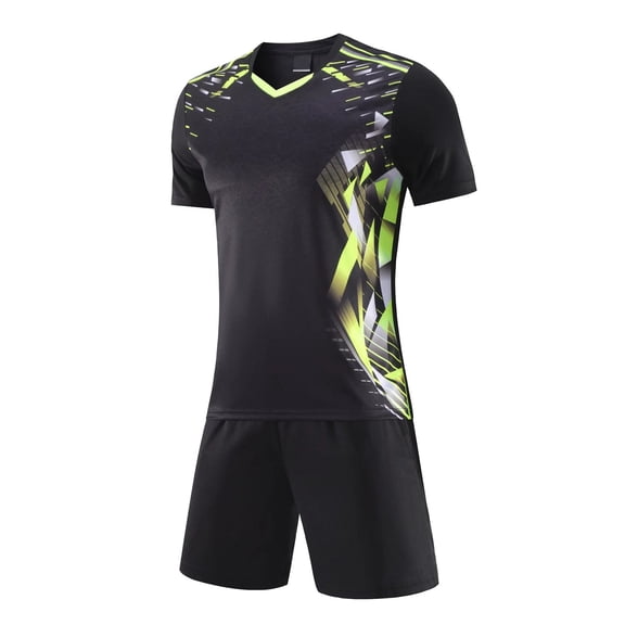CONZONE Mens 2 Peice Soccer Outfits Graphic Short Sleeve Workout Tshirt Shorts Sets Breathable Quick Dry Football Training Uniform