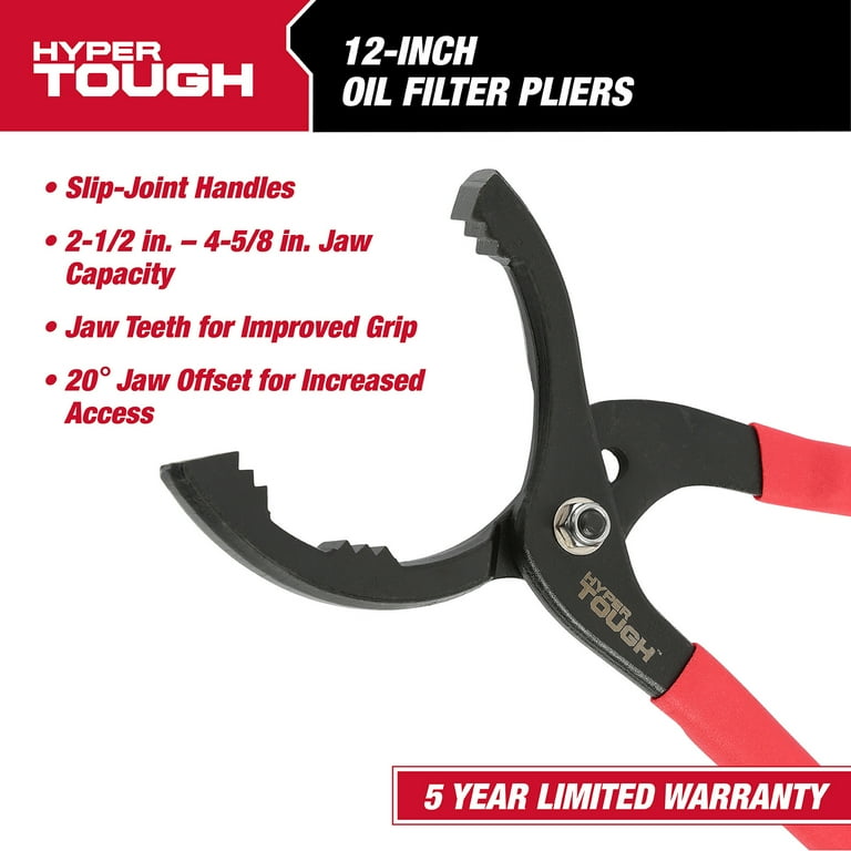 Hyper Tough Slip-Joint Adjustable Oil Filter Pliers, 4028V 