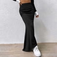 thumbnail image 2 of Charmgo Pleated Skirts for Women, Women's New Casual and Fashionable Knitted Solid Color Fishtail Skirt Long Skirt Maxi Skirts for Women, Skirts for Women Trendy Summer Black S, 2 of 5
