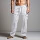 thumbnail image 1 of Pantalones largos para hombre, casuales, de moda, para vacaciones, lisos, casuales, con cintura elástica y bolsillos., 1 of 6