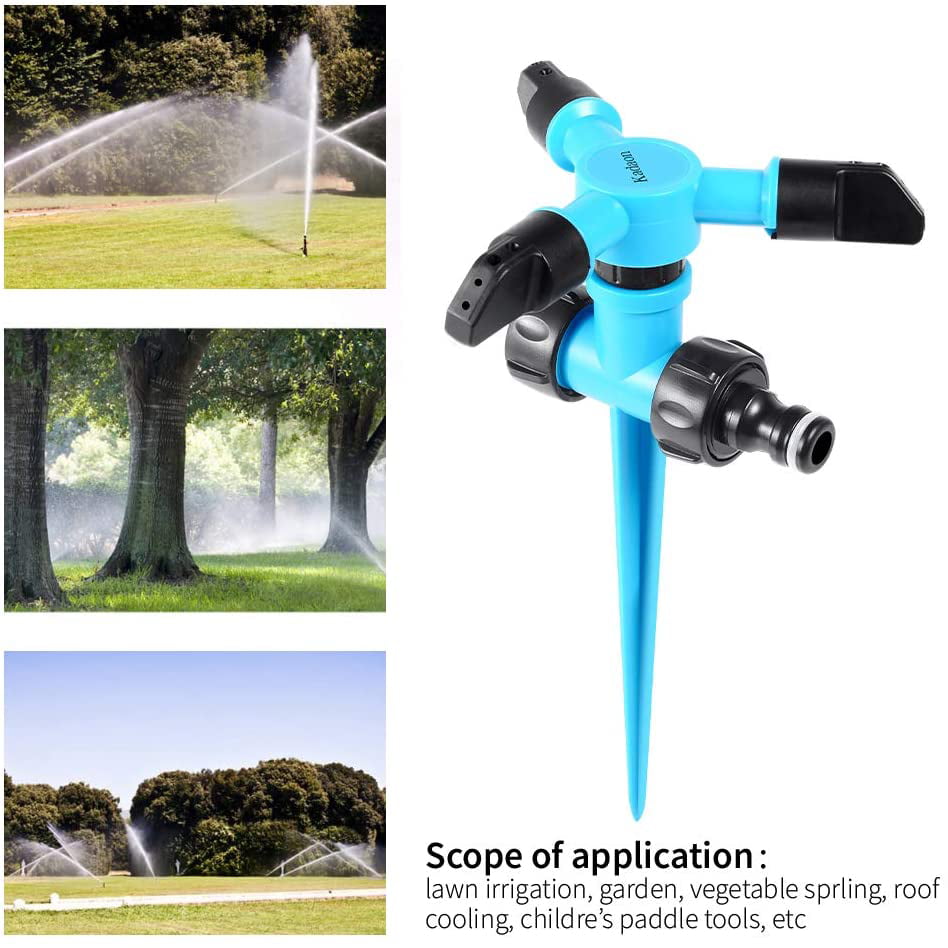 000 Sq Ft Watering System 1pc Lawn Garden Water Sprinkler 360 Rotating Up To 3