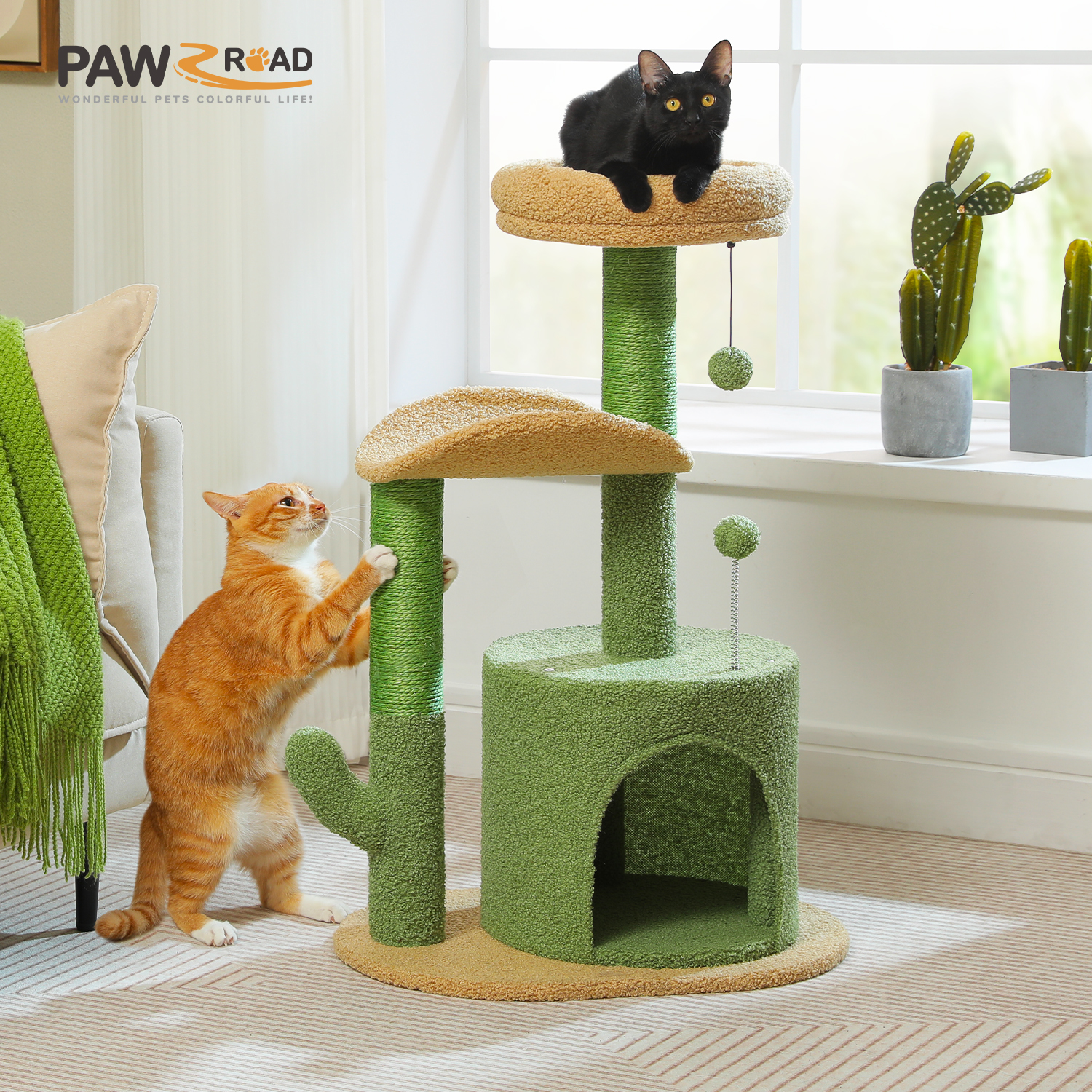 Pawz Road 32" Cactus Cat Tree, Green photo 7