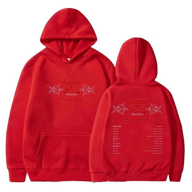 Chandails à Capuche de Tournée Mondiale Dominate des Stray Kids Kpop, Merch, Nouveau Logo SKZ, Femmes Hommes, Mode, Chandails Molletonnés, TTP, Rouge