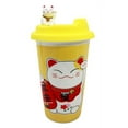 thumbnail image 5 of Atlantic Collectibles Lucky Cat Maneki Neko Ceramic Tall Drink Mug Cup With Silicone Lid (Yellow), 5 of 5