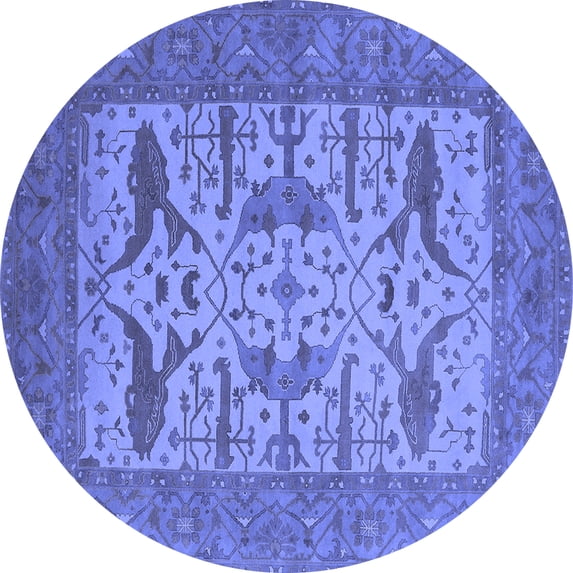 Ahgly Company Indoor Round Oriental Blue Industrial Area Rugs, 8' Round