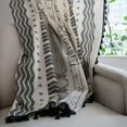 thumbnail image 5 of Ochine Rod Pocket Top Curtains with Tassel Geometric Striped Bohemian Print for Room Darkening Home Decor, Farmhouse Boho Window Panel Curtains Bedroom Kitchen, 5 of 13