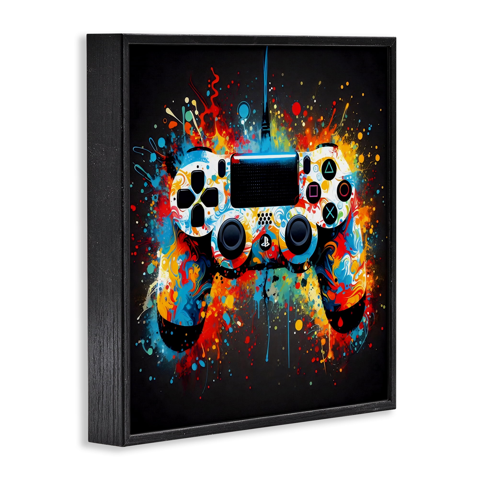 Stupell Industries Colorful Controller Swirl Black Framed Giclee Art, design by Creative Studio
