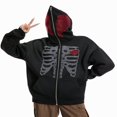 thumbnail image 4 of Men Women Zip Hoodies Skeleton Long Sleeve Over Face Sweatshirts, 4 of 9