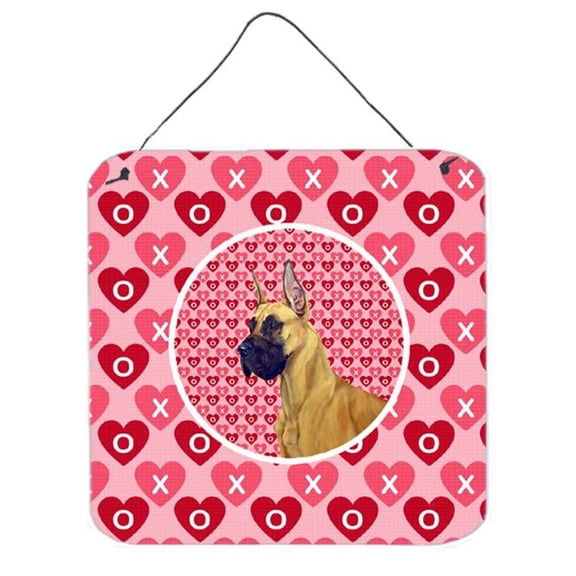 Great Dane Valentines Love And Hearts Aluminium Metal Wall or Door Hanging Prints