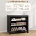 thumbnail image 4 of 29" Tall 3-Drawer Dresser for Bedroom – Black Engineered Wood Chest with Large Storage Drawers – Clothes Organizer for Closet, Nursery, Living Room & Hallway, 4 of 9